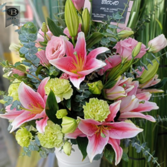 3 Stargazer Lilies, Lisianthus & 10 Carnation  Bouquet- CP-80