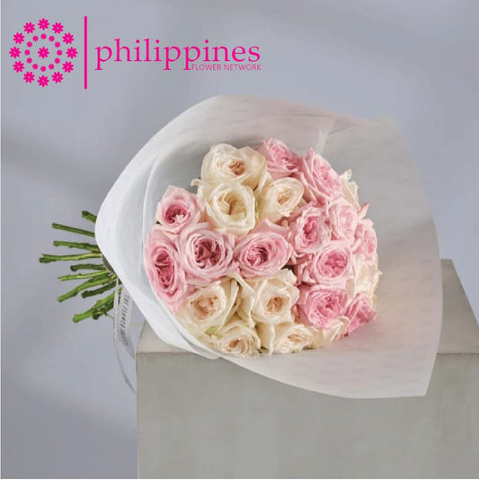 Rhapsody 10 White and 10 Pink Ecuadorian Roses Bouquet