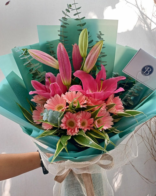 2 Pink Stargazer & 10 Gerbera BO – 23