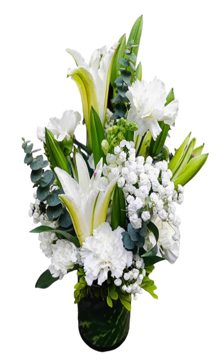 Casablanca lilies & Carnation in a vase SV – 07