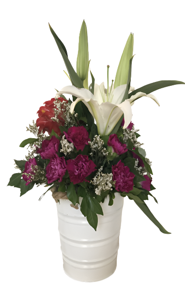 Purple Carnation & Casablanca lilies in a Vase