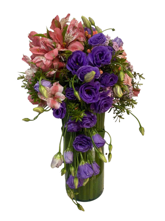 Purple Lisianthus in a Glass Vase